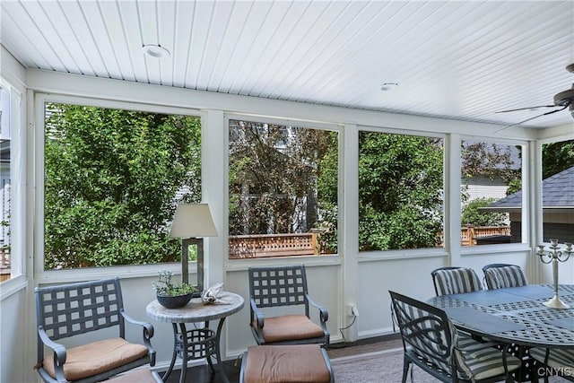 49 Academy St, Skaneateles, NY 13152 - sunroom featuring healthy amount of natural light and a ceiling fan
