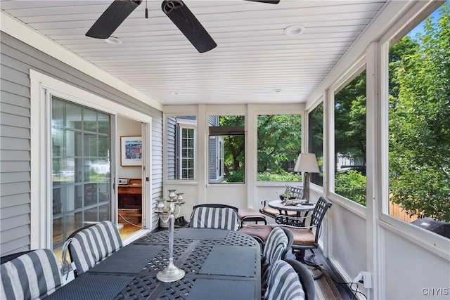 49 Academy St, Skaneateles, NY 13152 - sunroom with a ceiling fan and plenty of natural light