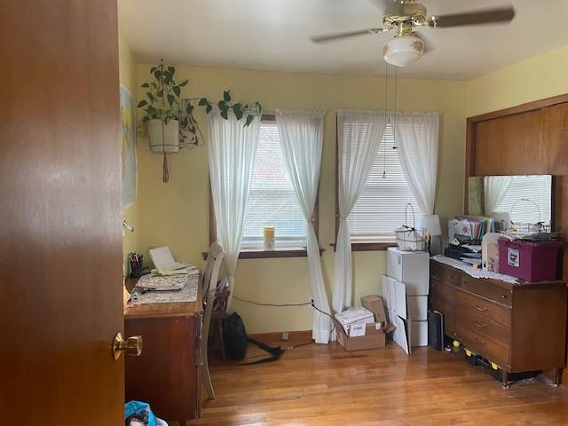 1571 State Highway 7, Afton, NY 13730 - home office featuring ceiling fan and light wood-type flooring
