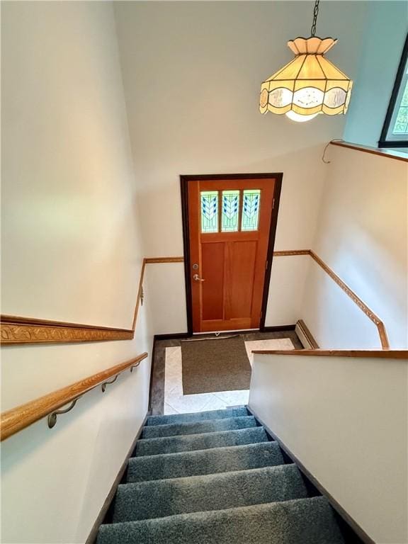 5 Riverside Ave, Oneonta, NY 13820 - stairway featuring baseboard heating and baseboards