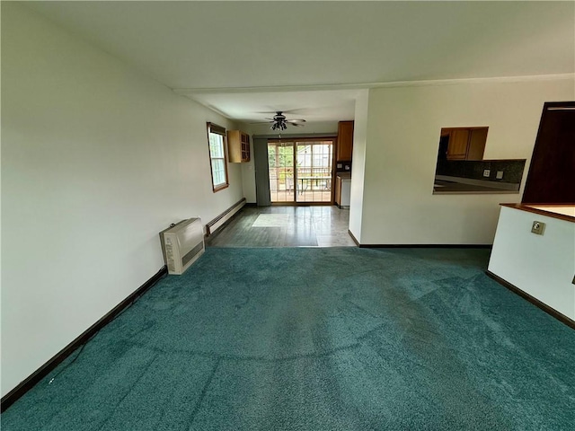 5 Riverside Ave, Oneonta, NY 13820 - carpeted empty room with a ceiling fan and baseboard heating