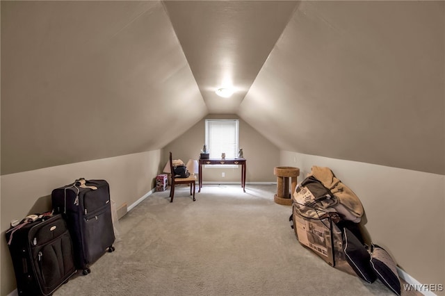 3410 Bullis Rd, Elma, NY 14059 - recreation room with lofted ceiling and light colored carpet