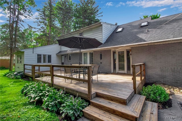 3410 Bullis Rd, Elma, NY 14059 - wooden terrace featuring outdoor dining space and a yard