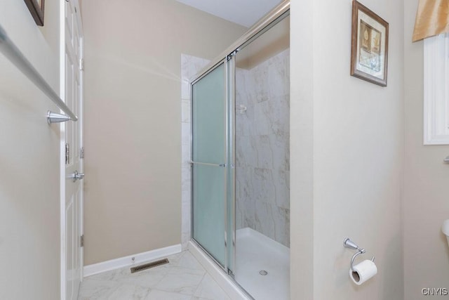8449 Newbury Pl, Clay, NY 13041 - full bath with a stall shower and marble finish flooring