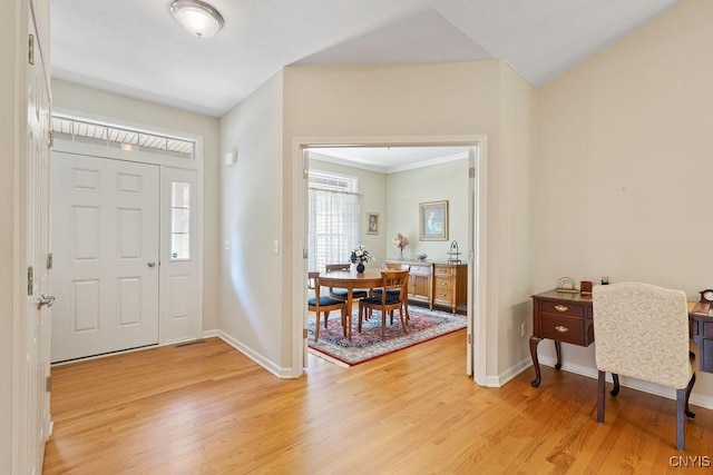 8449 Newbury Pl, Clay, NY 13041 - entryway with light wood-style floors and crown molding