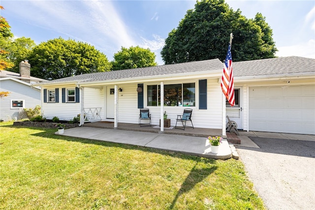 118 Fern Castle Dr, Irondequoit, NY 14622 - single story home featuring covered porch, a garage, a front yard, and gravel driveway
