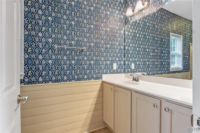 115 Shire Way, Camillus, NY 13031 - bathroom with vanity and wallpapered walls