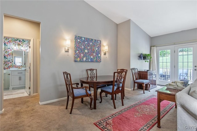 115 Shire Way, Camillus, NY 13031 - carpeted dining area with baseboards and vaulted ceiling