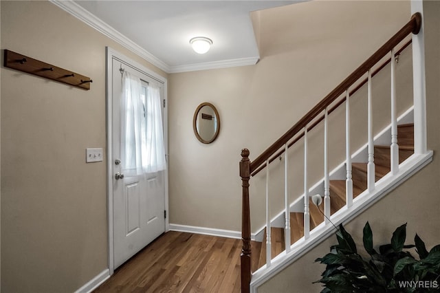 150 S Union Rd Unit 123, Amherst, NY 14221 - entryway featuring stairs, crown molding, and wood finished floors