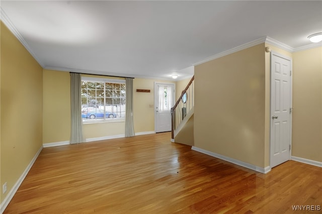 150 S Union Rd Unit 123, Amherst, NY 14221 - unfurnished living room with light wood-style flooring, stairway, and crown molding