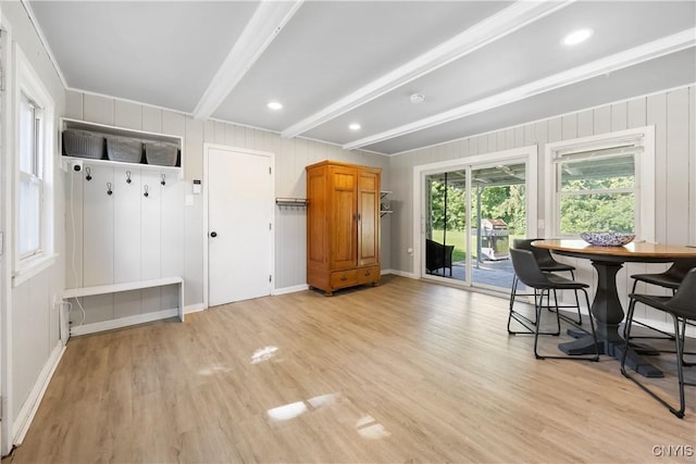 200 Audubon Rd, Manlius, NY 13066 - dining area with beam ceiling and light wood-type flooring