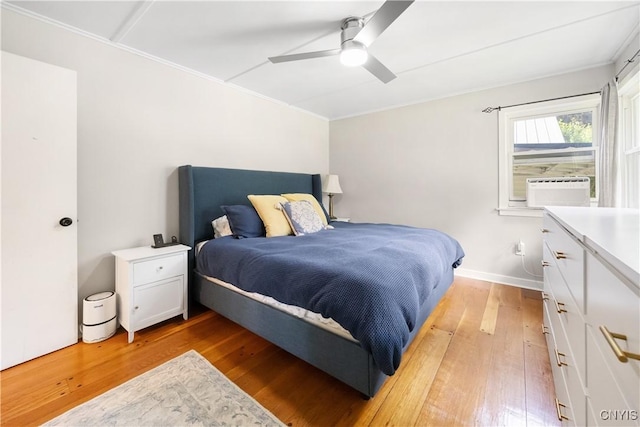 200 Audubon Rd, Manlius, NY 13066 - bedroom with light wood-style flooring, crown molding, a ceiling fan, and cooling unit