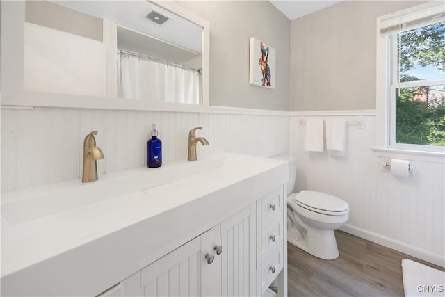 200 Audubon Rd, Manlius, NY 13066 - bathroom with vanity, wood finished floors, and wainscoting