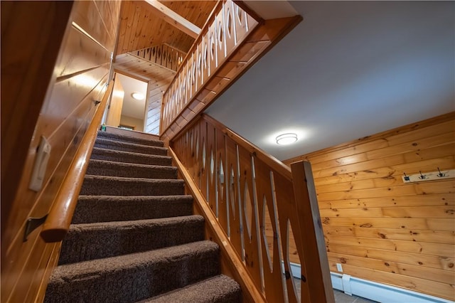 817 Flax Island Rd, Otego, NY 13825 - stairs with wood walls and baseboard heating