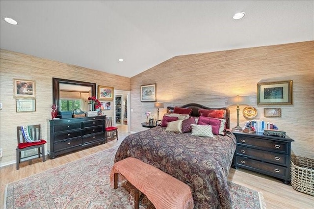 823 Skylane, Union, NY 13760 - bedroom with lofted ceiling, wood finished floors, and recessed lighting