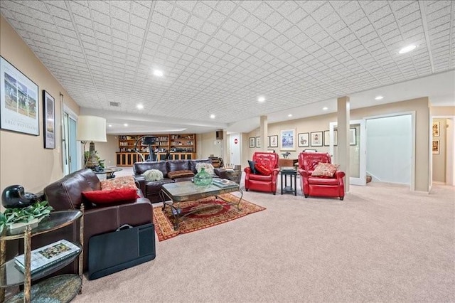 823 Skylane, Union, NY 13760 - living room featuring carpet and recessed lighting