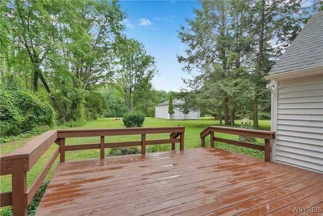 7709 Olean Rd, Holland, NY 14080 - wooden deck with a yard and an outbuilding