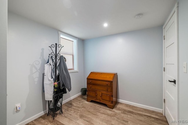 9184 Newcomb Rd, Evans, NY 14006 - exercise room with light wood-style floors and recessed lighting