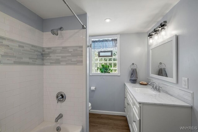 9184 Newcomb Rd, Evans, NY 14006 - full bathroom with vanity, shower / bath combination, wood finished floors, and recessed lighting