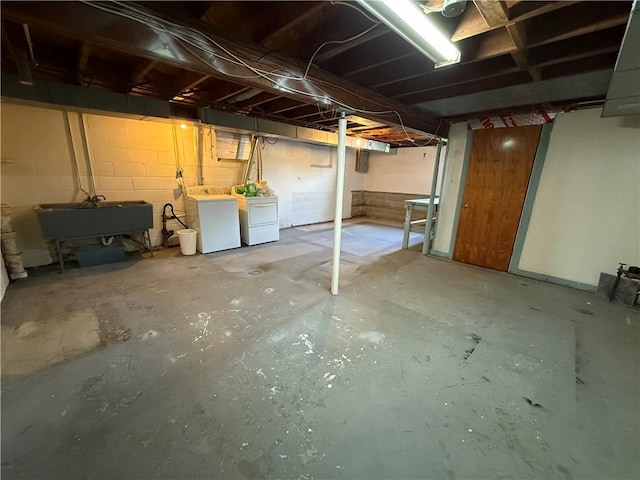 5 Breen St, Mount Morris, NY 14510 - unfinished basement with a sink and washing machine and dryer