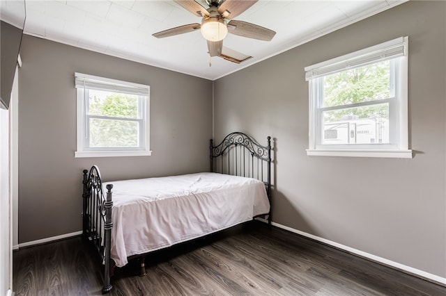 183 Castle Rd, Henrietta, NY 14623 - bedroom featuring wood finished floors, a ceiling fan, and crown molding
