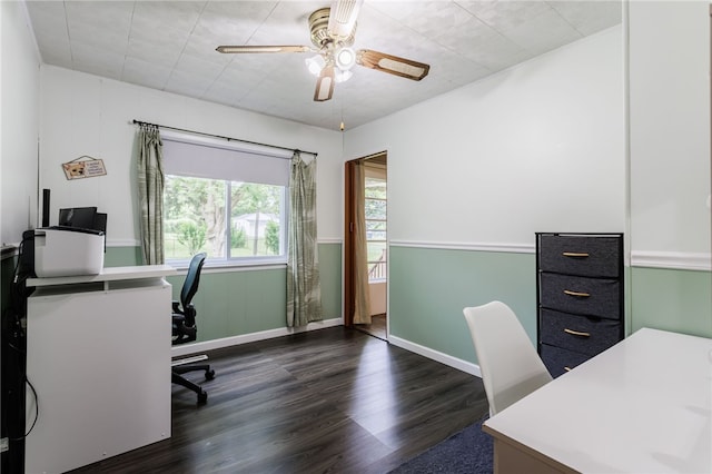 183 Castle Rd, Henrietta, NY 14623 - office space featuring a ceiling fan and dark wood-style floors