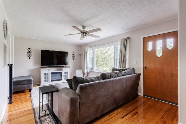 183 Castle Rd, Henrietta, NY 14623 - living room with light wood-style floors and a ceiling fan