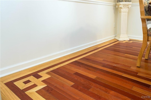 4043 Libra Ln, Clay, NY 13090 - staircase with decorative columns and hardwood / wood-style flooring
