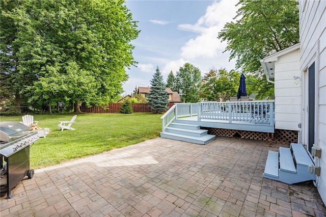131 Cindy Ln, Greece, NY 14626 - view of patio featuring grilling area and a wooden deck