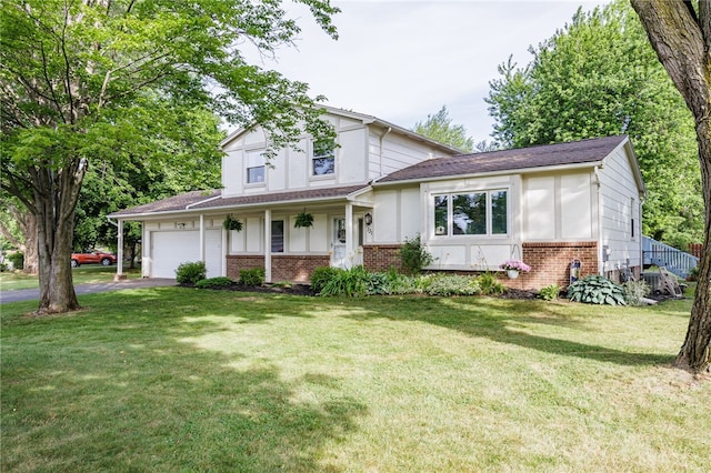 131 Cindy Ln, Greece, NY 14626 - view of front facade featuring brick siding, an attached garage, a front lawn, and asphalt driveway