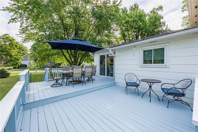 131 Cindy Ln, Greece, NY 14626 - wooden terrace featuring outdoor dining area
