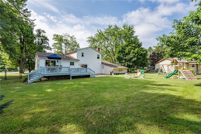 131 Cindy Ln, Greece, NY 14626 - view of yard with a deck and a playground