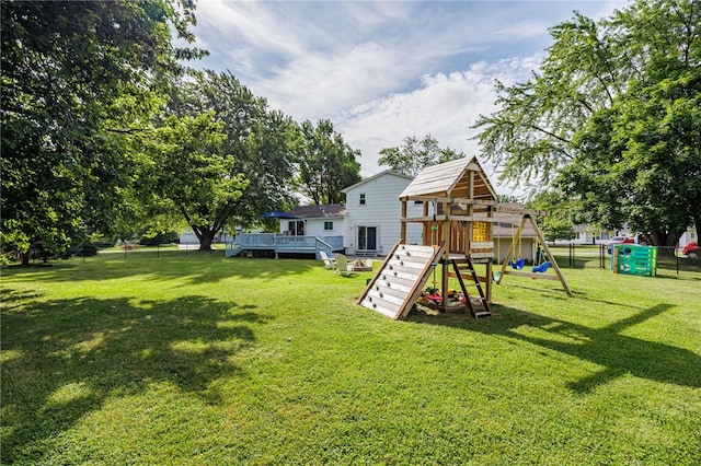 131 Cindy Ln, Greece, NY 14626 - view of yard with a playground and a deck