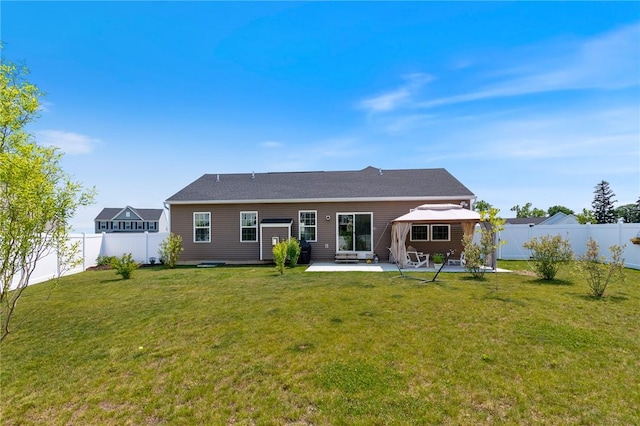254 Longleaf Ln, Walworth, NY 14502 - rear view of property featuring a gazebo, a patio area, and a fenced backyard