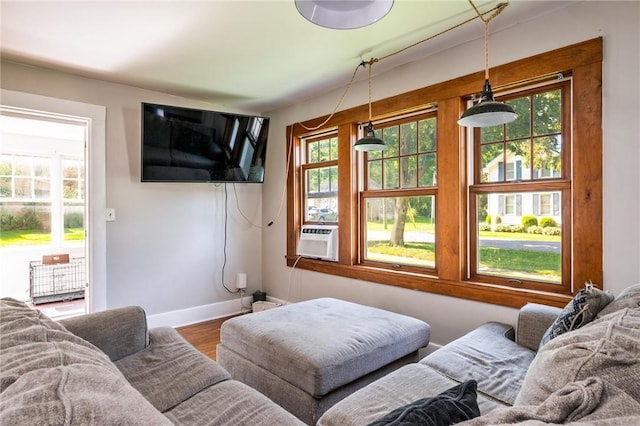 67 Pleasant St, Phelps, NY 14532 - living room with cooling unit and wood finished floors