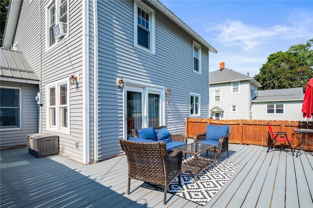 67 Pleasant St, Phelps, NY 14532 - wooden terrace featuring an outdoor hangout area and cooling unit