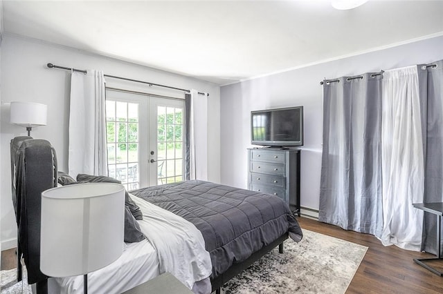 397 Merrill Pl, Southport, NY 14904 - bedroom with french doors, access to outside, wood finished floors, and ornamental molding