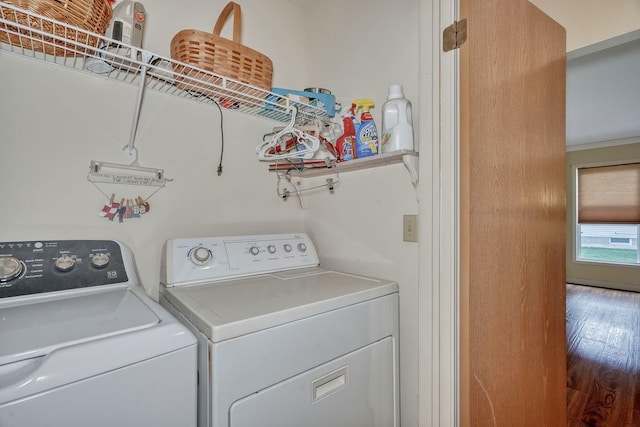 160 Cranbrook Ter, Webster, NY 14580 - washroom featuring washer and clothes dryer and wood finished floors
