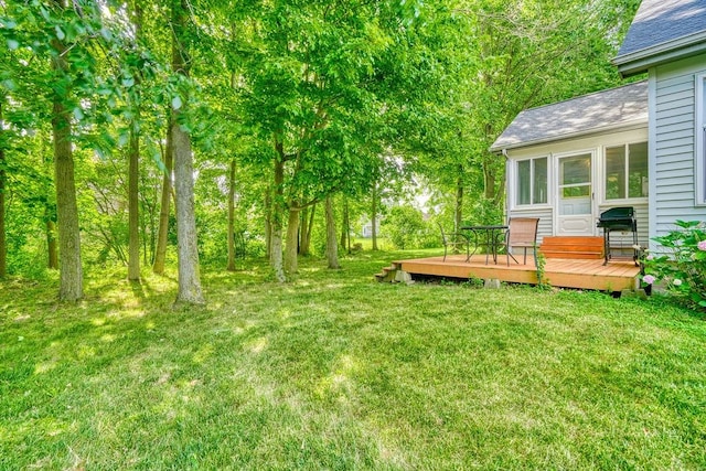 160 Cranbrook Ter, Webster, NY 14580 - view of green lawn featuring a wooden deck