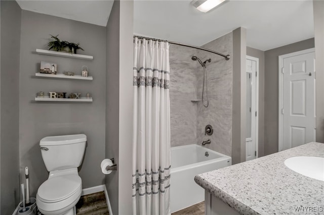 21 Towne Square Dr, Lancaster, NY 14086 - bathroom featuring shower / bath combo, wood finished floors, and vanity