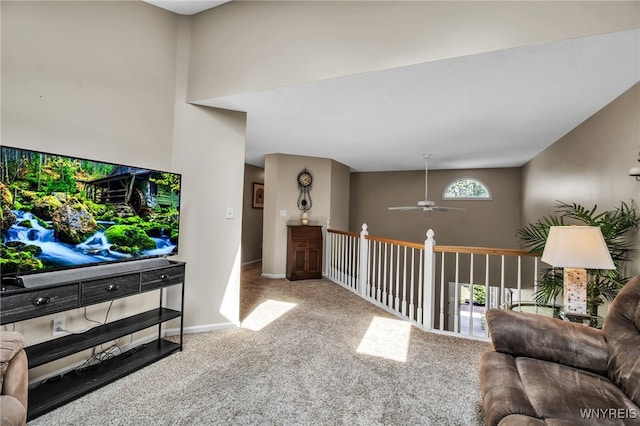 21 Towne Square Dr, Lancaster, NY 14086 - carpeted living area featuring a ceiling fan and baseboards