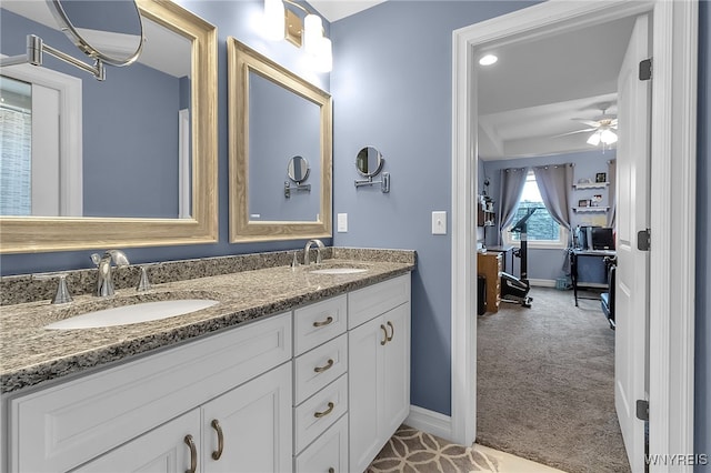 6132 Railroad St, Clarence, NY 14032 - full bath with double vanity and ceiling fan