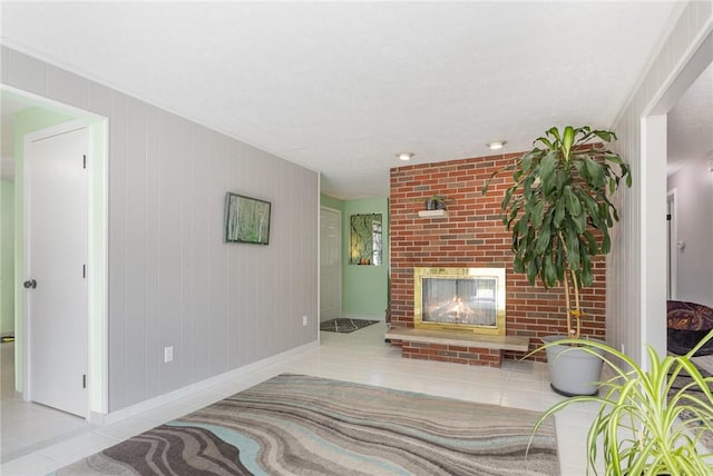 15 Kearney Dr, Irondequoit, NY 14617 - tiled living room featuring a fireplace and baseboards