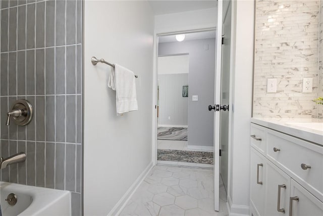 15 Kearney Dr, Irondequoit, NY 14617 - bathroom with vanity, washtub / shower combination, and backsplash
