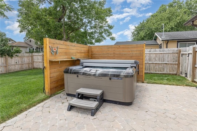 15 Kearney Dr, Irondequoit, NY 14617 - fenced backyard featuring a hot tub and a patio area