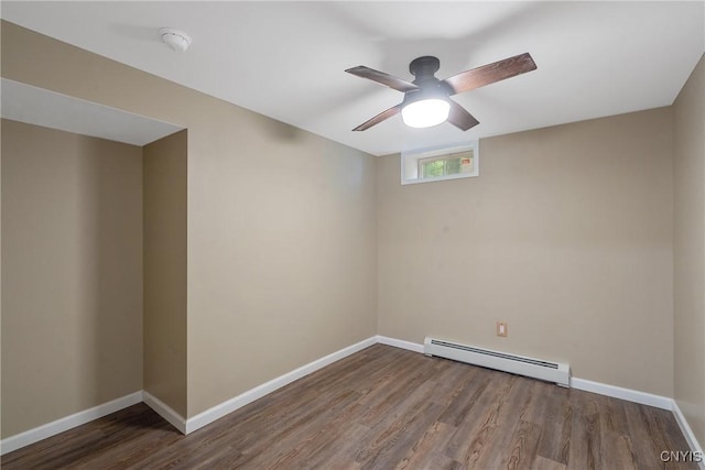 134 County Route 23a, Constantia, NY 13044 - unfurnished room with a baseboard heating unit, wood finished floors, a smoke detector, and ceiling fan