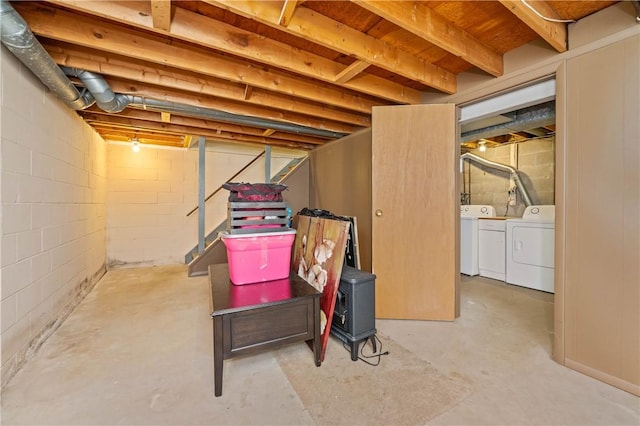 24 Huntsman, Webster, NY 14580 - unfinished basement with washing machine and clothes dryer