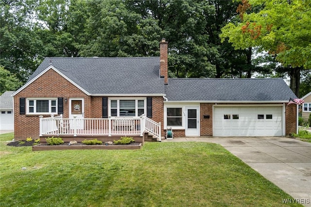 130 Hi View Ter, West Seneca, NY 14224 - view of front of home featuring brick siding, a garage, and a chimney