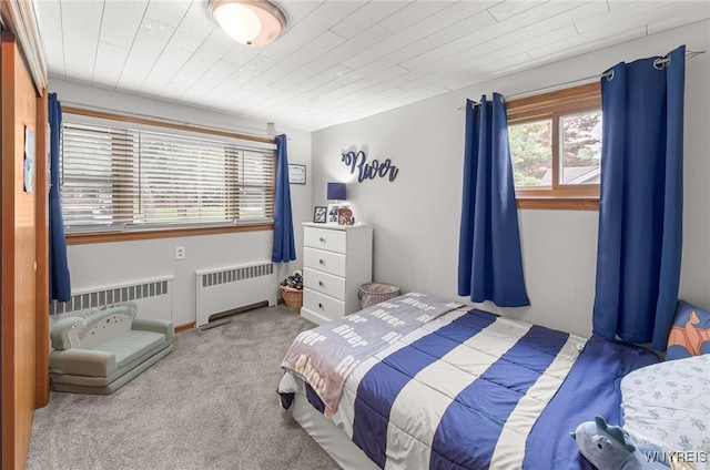 130 Hi View Ter, West Seneca, NY 14224 - bedroom with radiator heating unit, carpet floors, and wood ceiling