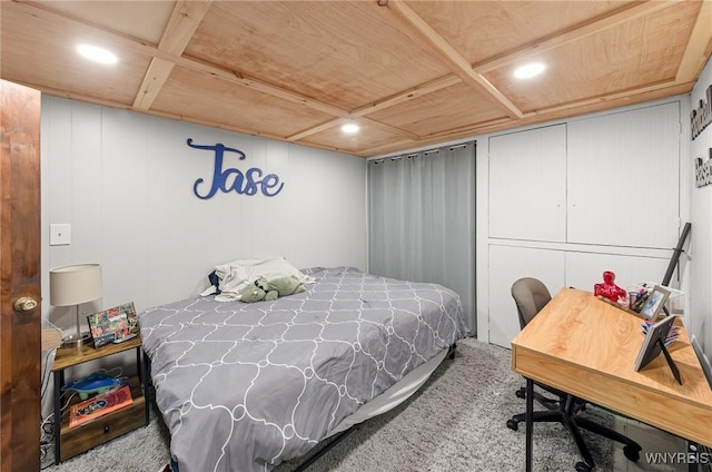 130 Hi View Ter, West Seneca, NY 14224 - carpeted bedroom featuring recessed lighting, a desk, and wood ceiling